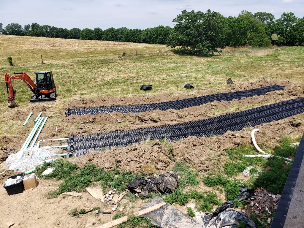 Reliable Outcomes Excavation septic chambers field install.